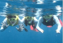 ビーチでシュノーケリング